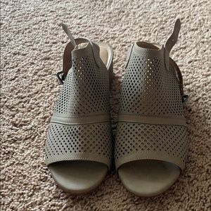 Green open toe booties